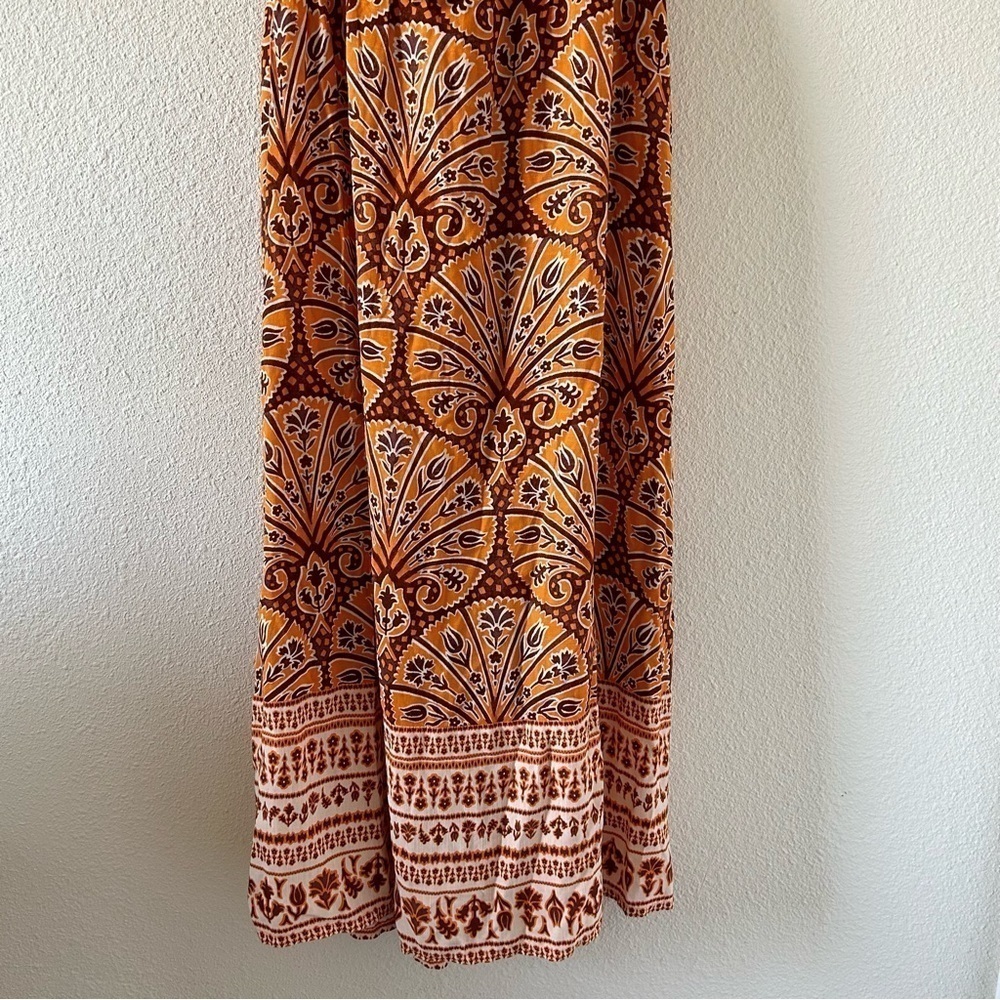 KNOX ROSE Orange Floral Halter Criss Cross Strap Midi Dress Women Sz XL NWOT - Picture 3 of 15